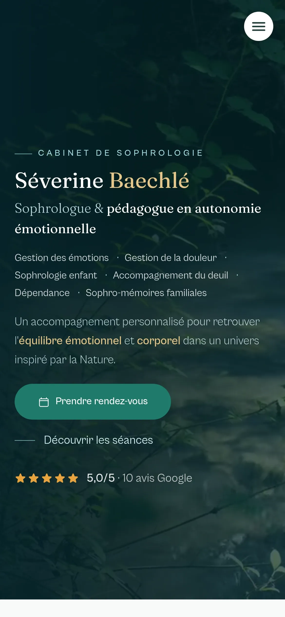 Page d’accueil du site d’Azurêka sur téléphone.