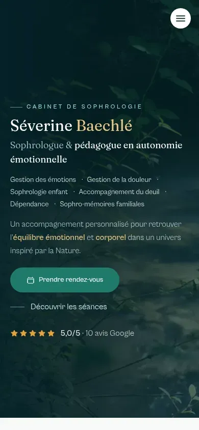 Page d’accueil du site d’Azurêka sur téléphone.